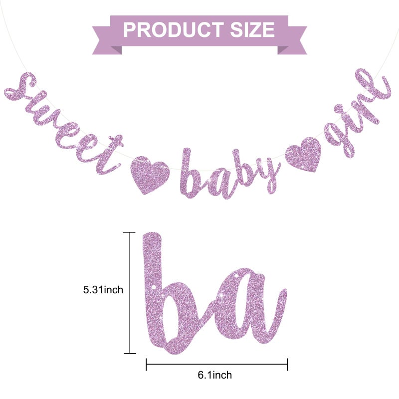 BEISHIDA Light Purple Glitter Girl Baby Banner,NO DIY, Pre-Strung Baby Gender Party Banner For Girls, Girls Shower Decorations,First Birthday Sweet party supplies - Image 2