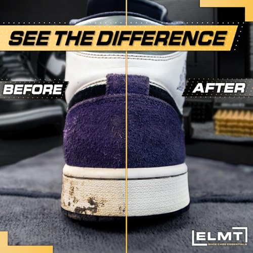 Blackline ELMT Shoe Cleaner Kit — Ideal Sneaker, Canvas, Mesh, Nubuck, Sheepskin, Leather, Suede Shoe Cleaner — US-Made, Safe, 10X Potent Shoe Cleaning Kit (8 oz Solution, 3 Brushes, Microfiber Towel) - Image 5