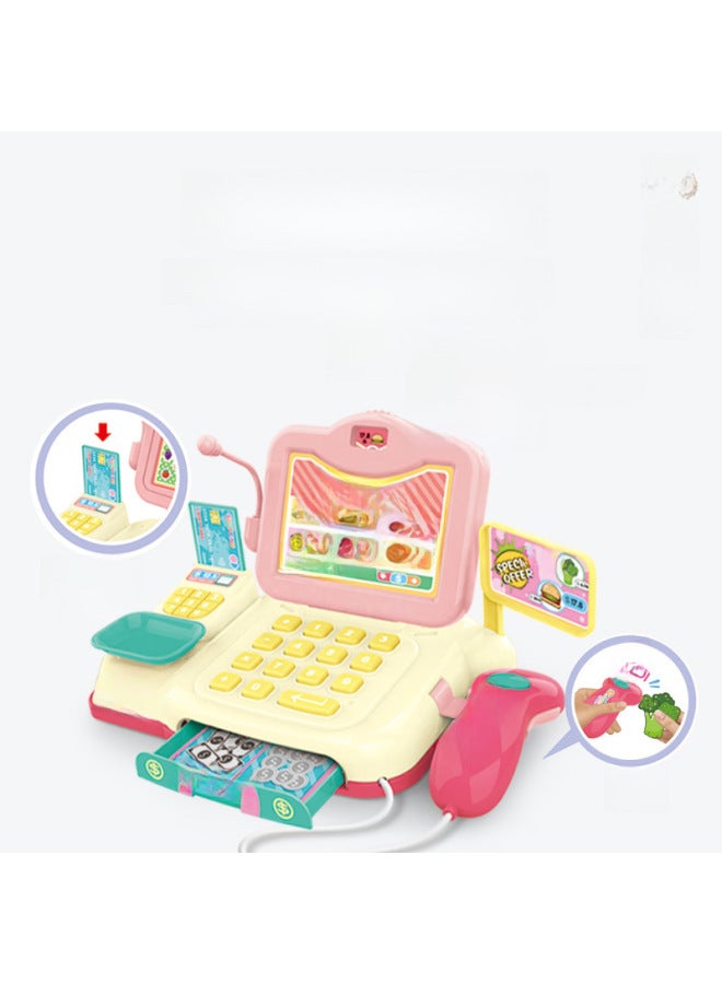 Realistic Cash Register Set 3-5 Years Old Children's Pretend Play Toy Gift Boys Girls Sound Light Cashier Station-Specifications:682-1A Pink (Single Screen)-Default Generator Box - Image 4