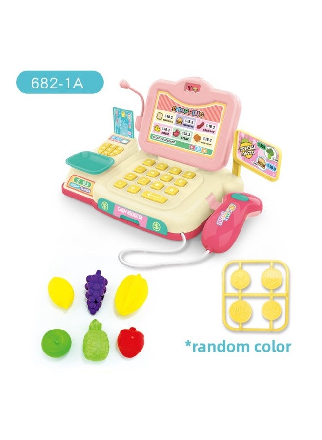 Realistic Cash Register Set 3-5 Years Old Children's Pretend Play Toy Gift Boys Girls Sound Light Cashier Station-Specifications:682-1A Pink (Single Screen)-Default Generator Box - Image 1