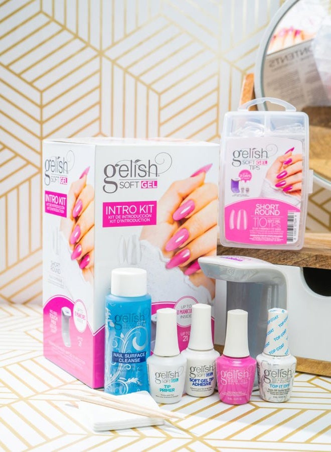 Gelish Soft Gel Intro Starter Kit – Full Coverage Press On Tips, LED Nail Lamp, Long-Lasting, Fast Application, No Chip, At-Home Gel Nails, Easy to Use (Short Round Kit) - Image 4