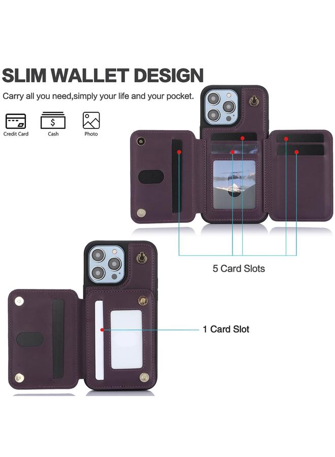 زبون جراب هاتف iPhone 13 Pro Max YM006 بسحاب وحقيبة بطاقات مع حبل مزدوج - Image 2