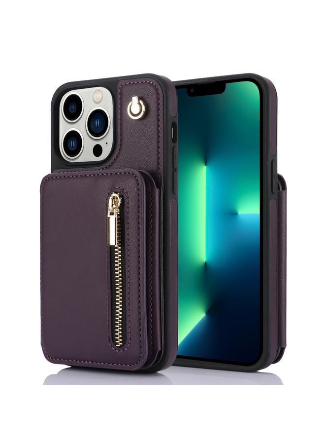 زبون جراب هاتف iPhone 13 Pro Max YM006 بسحاب وحقيبة بطاقات مع حبل مزدوج - Image 1