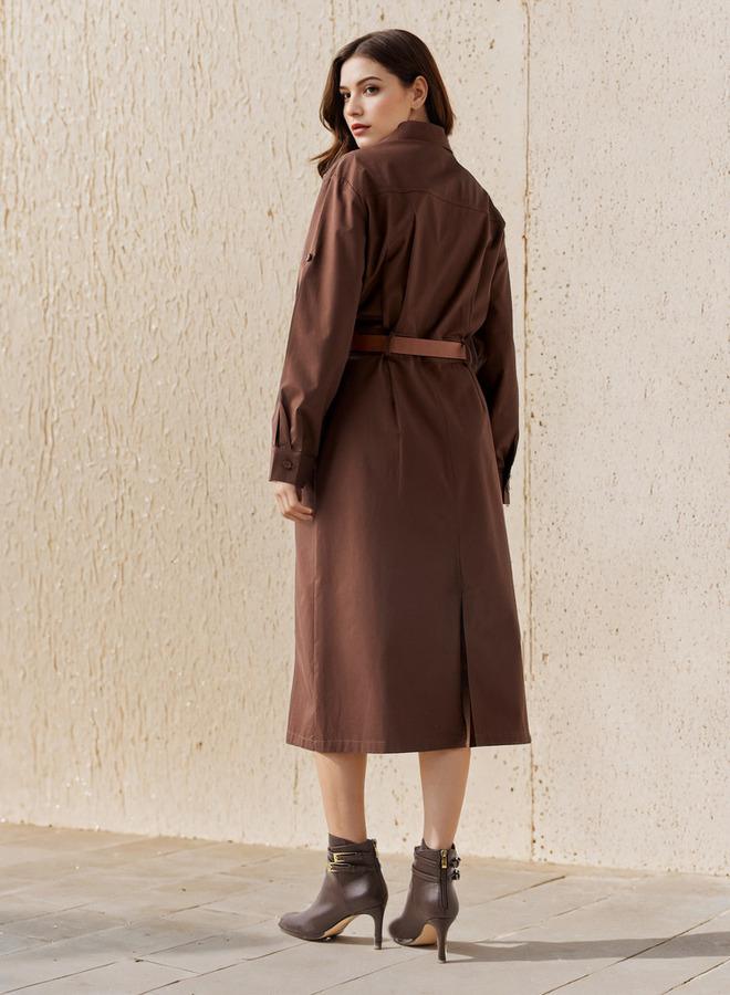 لي كوبر فستان قميص قطني ميدي بحزام من لي كوبر - Image 3