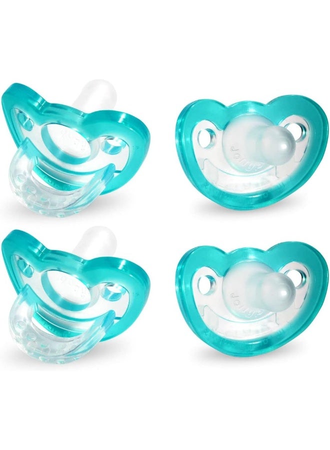 RaZbaby Jollypop Pacifier for Newborns & Up, USA Made, Natural Shaped Orthodontic Binky, Lovingly Shared in NICUs & Hospitals Worldwide, Medical-Grade 100% BPA-Free - 0-3 Months, 4 Pack - Teal - Image 1
