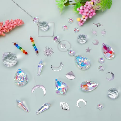 HYBEADS DIY Suncatcher Kit, 400pcs Crystal Sun Catchers Ornament Making Supplies Arts and Crafts Kits for Adults Indoor Windows Hanging Prism Garden Office Home Decor Gifts for Women Birthday Mother's Day - Image 4