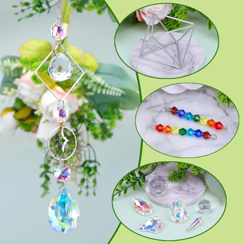HYBEADS DIY Suncatcher Kit, 400pcs Crystal Sun Catchers Ornament Making Supplies Arts and Crafts Kits for Adults Indoor Windows Hanging Prism Garden Office Home Decor Gifts for Women Birthday Mother's Day - Image 3