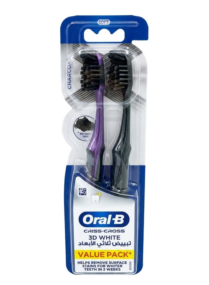 Oral-B 3D Whitening Toothbrushes 1+1 helps remove surface stains (Packaging may vary) - Image 1