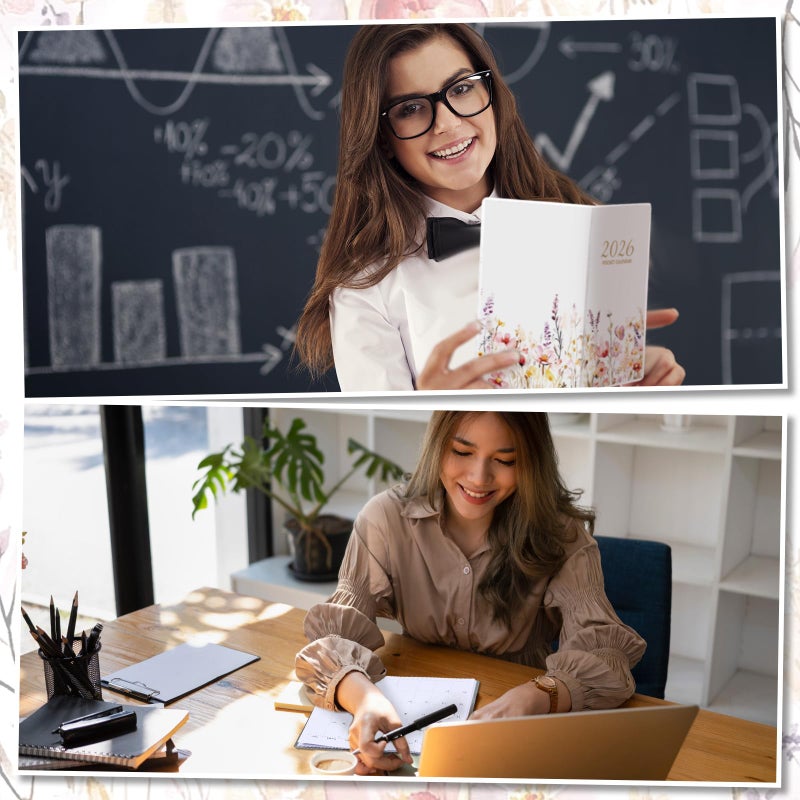 ReliThick 2026 Pocket Calendar for Purse Small Monthly Planner for Women Handy Weekly Pocket Planner Journal Writing Notebook Christmas New Year Gift Sister Friends Women(Wildflower) - Image 4