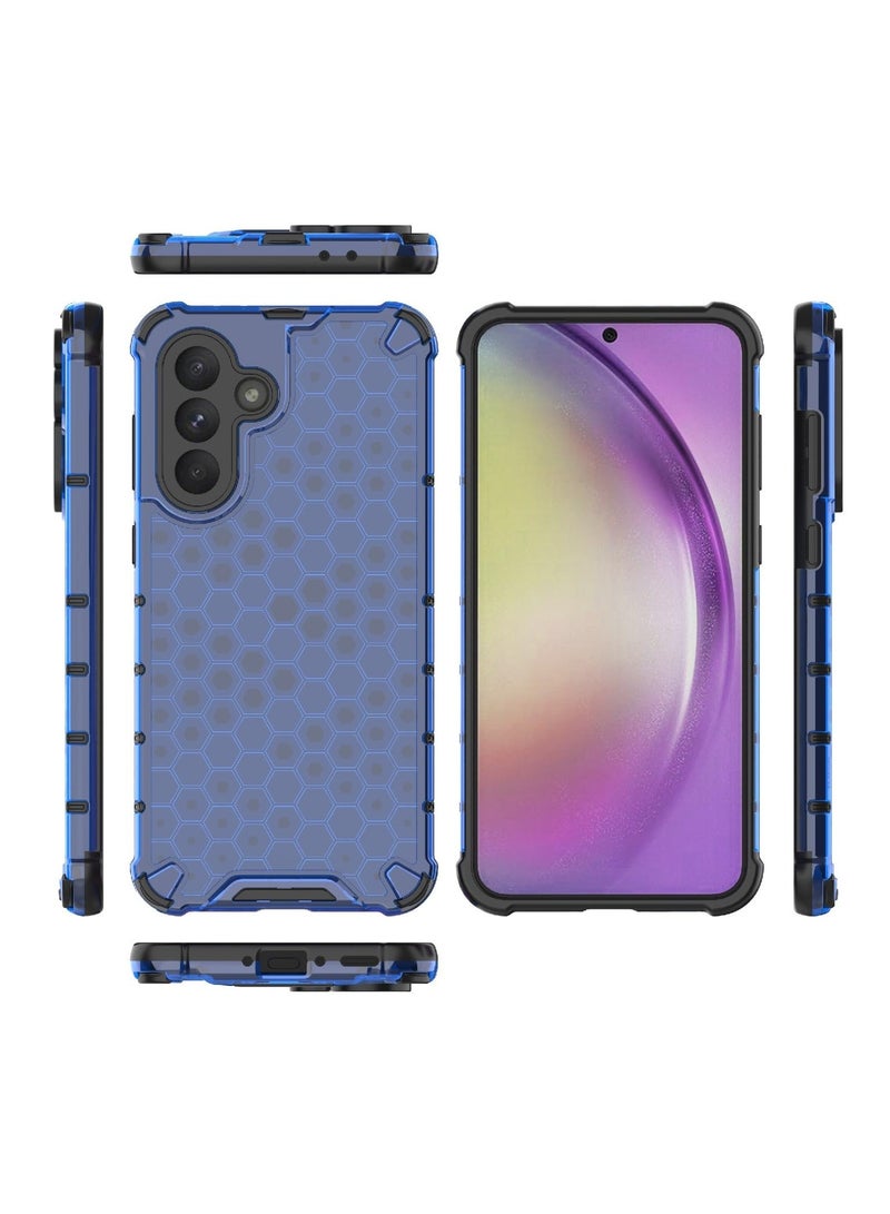 جراب حماية بتصميم خلية النحل، مقاوم للصدمات مع حماية للكاميرا متوافق مع Samsung galaxy A56 (ازرق) - Image 3