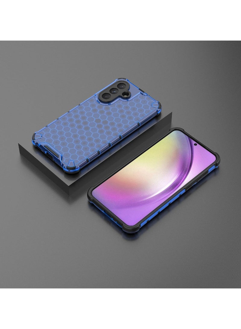 جراب حماية بتصميم خلية النحل، مقاوم للصدمات مع حماية للكاميرا متوافق مع Samsung galaxy A56 (ازرق) - Image 2
