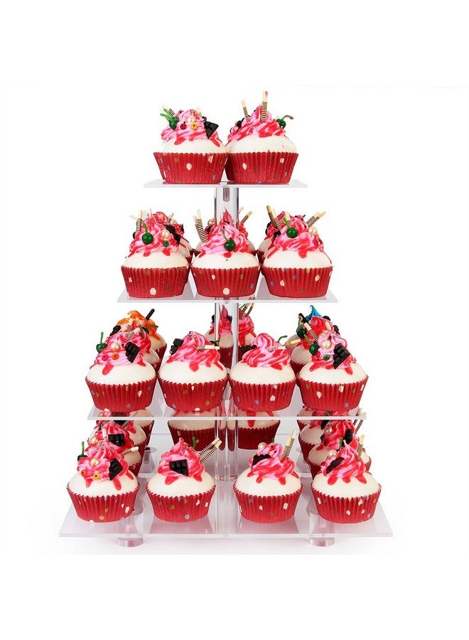 YestBuy Cupcake Stand, 4 Tier Acrylic Cupcake Tower Stand, Premium Cupcake Holder, Clear Cupcake Display for 52 Cupcakes, Display for Pastry Wedding Birthday Party - Image 4