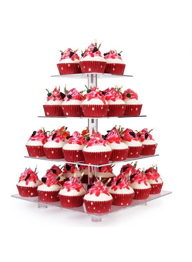 YestBuy Cupcake Stand, 4 Tier Acrylic Cupcake Tower Stand, Premium Cupcake Holder, Clear Cupcake Display for 52 Cupcakes, Display for Pastry Wedding Birthday Party - Image 1