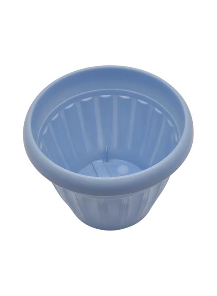 Generic FG ZAIN Round Plastic Flower Pots without Bottom Tray, Pack of 5, Color-Light Blue, Durable Plant Pots with Drainage Holes, Ideal for Herbs, Succulents, Flower Plants, Indoor and Outdoor Use  - Image 2