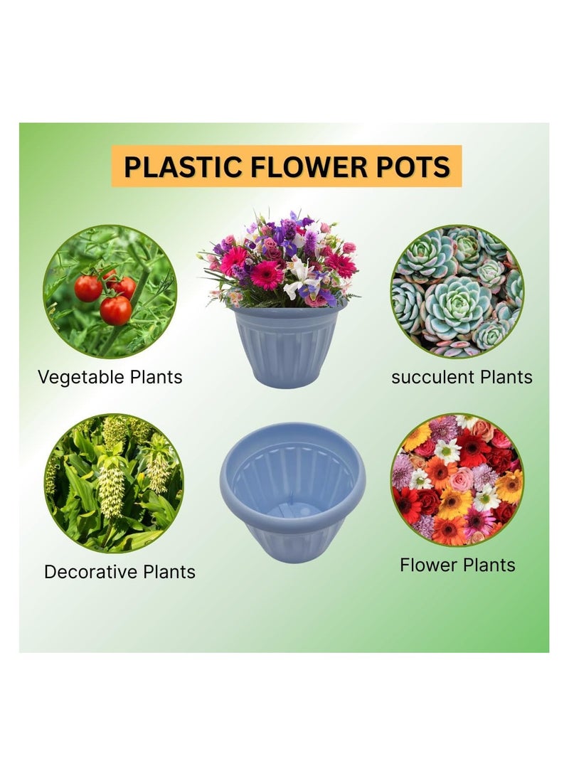 Generic FG ZAIN Round Plastic Flower Pots without Bottom Tray, Pack of 5, Color-Light Blue, Durable Plant Pots with Drainage Holes, Ideal for Herbs, Succulents, Flower Plants, Indoor and Outdoor Use  - Image 3