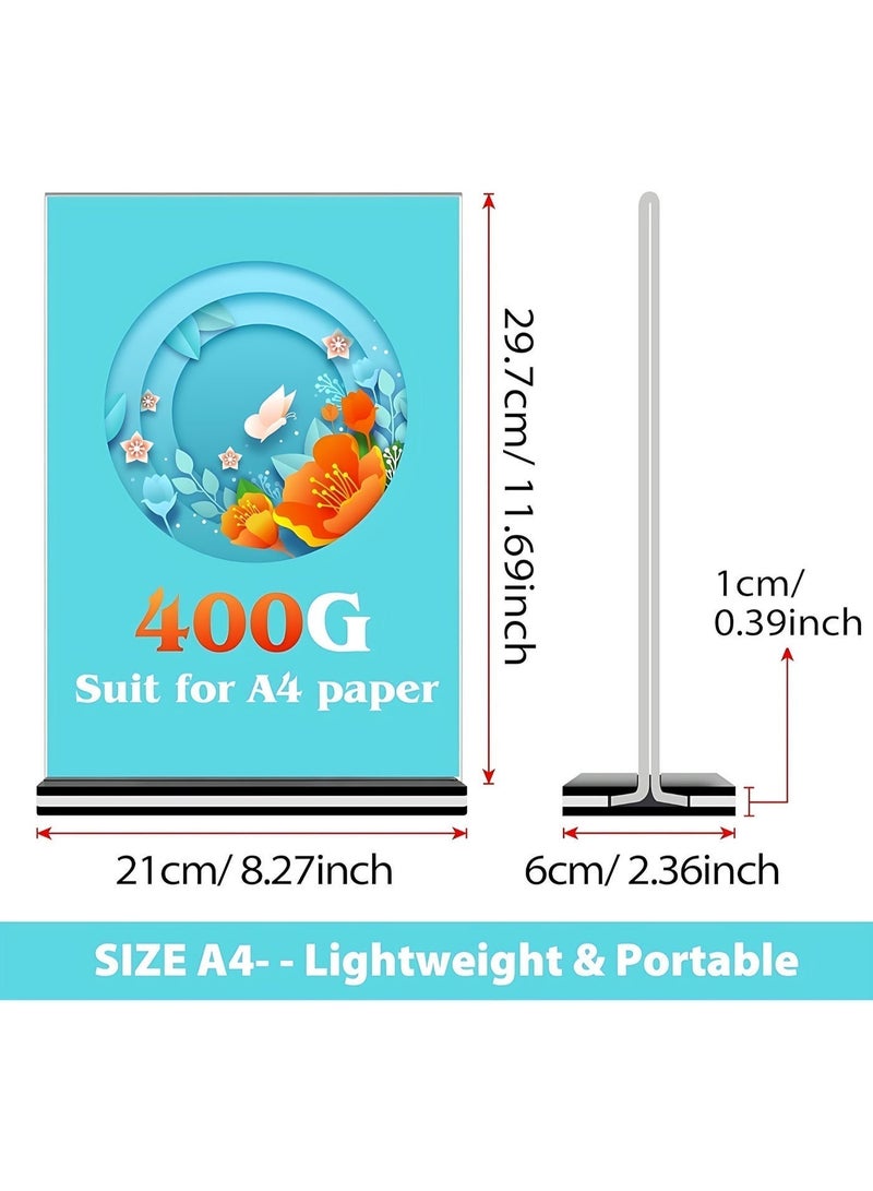 المي هومي حامل عرض A4 أكريليك شفاف، مجموعة من 2 قطعة، مزدوج الوجه، حامل قوائم وصور إعلانية للمطعم أو المكتب - Image 5