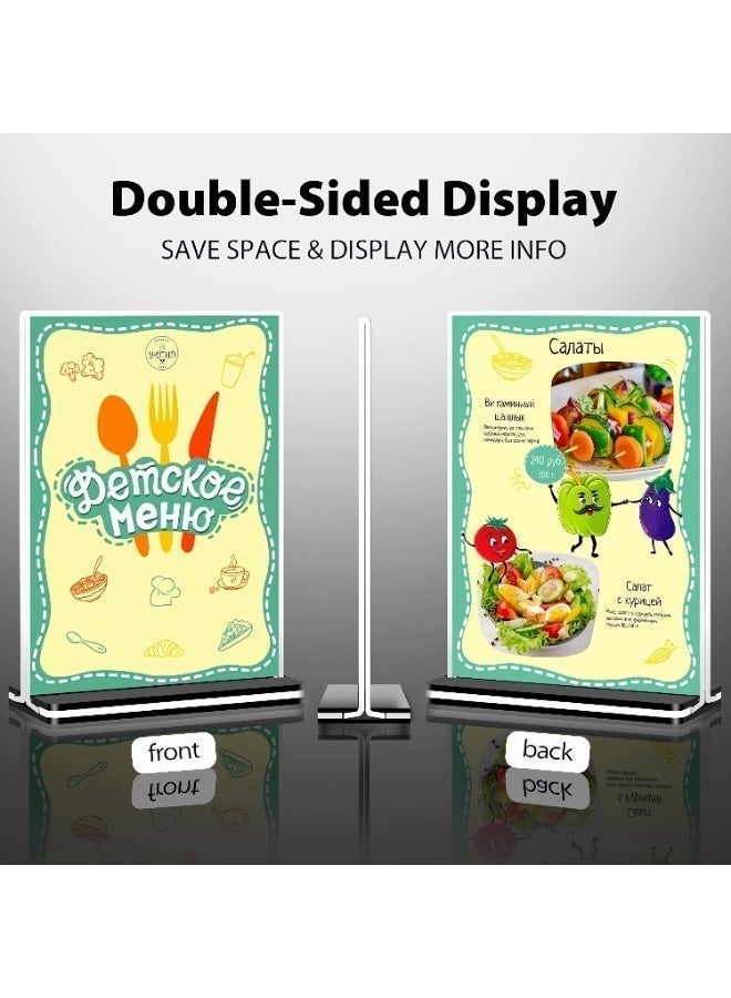 المي هومي حامل عرض A4 أكريليك شفاف، مجموعة من 2 قطعة، مزدوج الوجه، حامل قوائم وصور إعلانية للمطعم أو المكتب - Image 4