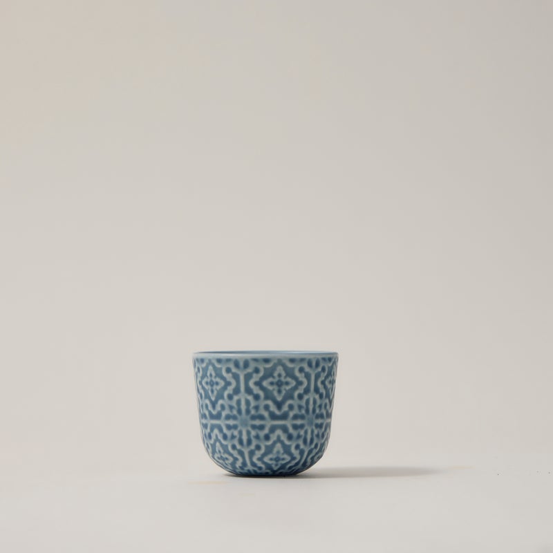 Dallaty blue porcelain and glass tea and Saudi coffee cups set 18 pcs - Image 4