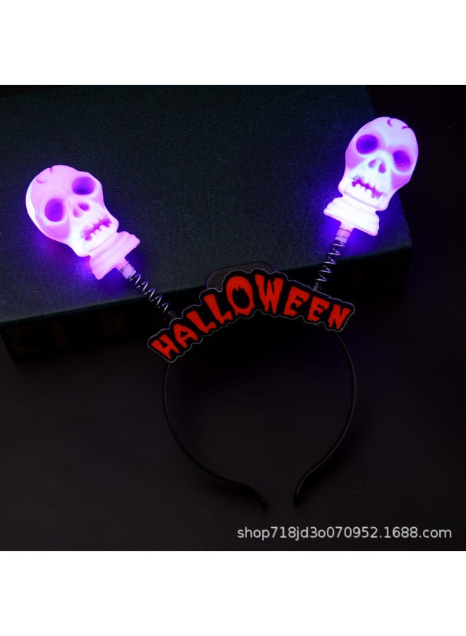 Cross-border Halloween Party Luminous Pumpkin Lantern Hoop Ghost Festival Stage Performance Supplies Skull Head Hoop Hair Hoop Props 