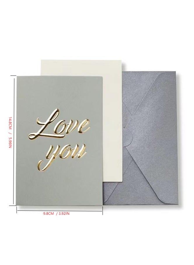BenQuand Romantic Valentines Day Card for Boyfriend Girlfriend with Envelope and Seal Luxury Gray Thank You Greeting Postcard for Everyday Use Gift - Image 2