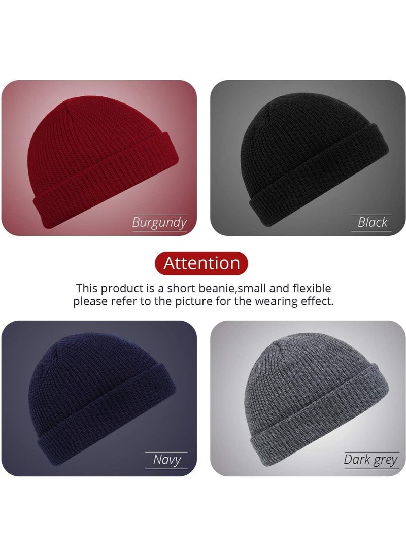 SYOSI - 4 Pieces Trawler Beanie Watch Hat Roll up Edge Skullcap Fisherman Beanie - Image 1