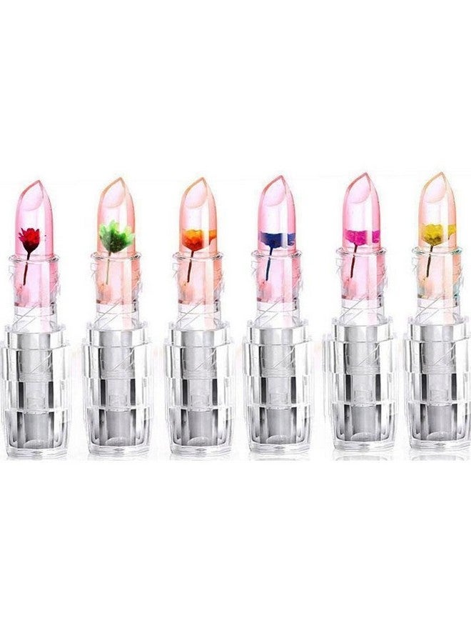 Aasakt Beautiful Crystal Flower Jelly Lipstick Glossy Finish Waterproof Long Lasting Lip Balm Lips Moisturizer Magic Temperature Color Change Lip Gloss Lipstick Pack Of 6pcs (Multicolor) - Image 2