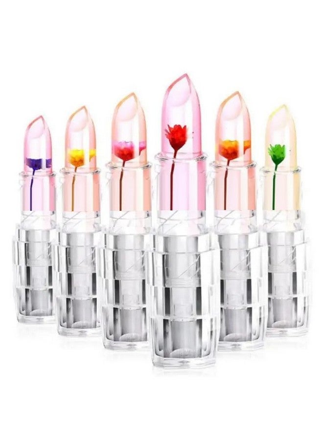 Aasakt Beautiful Crystal Flower Jelly Lipstick Glossy Finish Waterproof Long Lasting Lip Balm Lips Moisturizer Magic Temperature Color Change Lip Gloss Lipstick Pack Of 6pcs (Multicolor) - Image 1