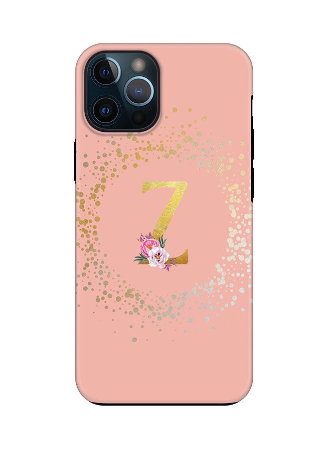 Stylizedd Monogram Tough Cover for Apple iPhone 12 Pro Case Custom Initials Letter Floral Pattern Tough Pro Dual Layer hybrid PC inner TPU protection Alphabet- Z (Rose Pink) - Image 1