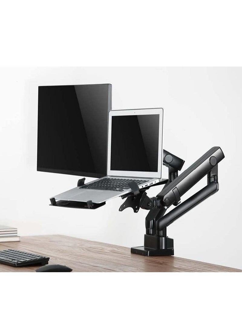 Workstation Desk Mount, Height Adjustable, LCD Monitor Arm with Laptop Holder, Single Gas Spring LCD Arm, Compact 17"-32" - Image 2