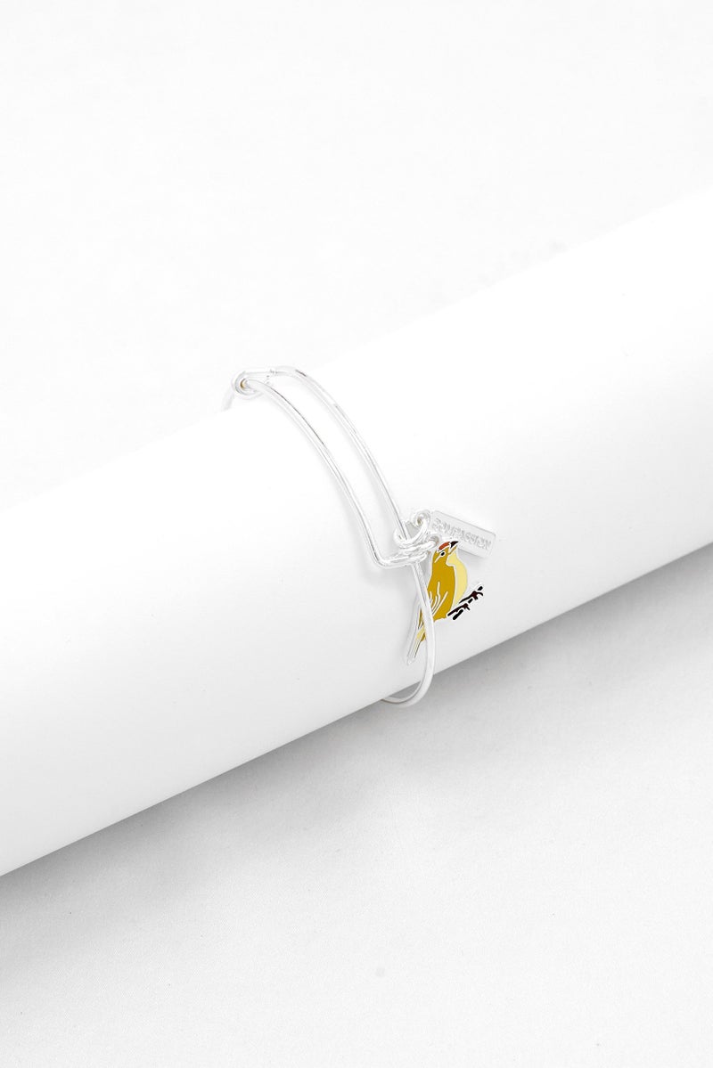 ALEX AND ANI Women Silver-Tone Canary Charm Bangle Bracelet - Silver - Image 2