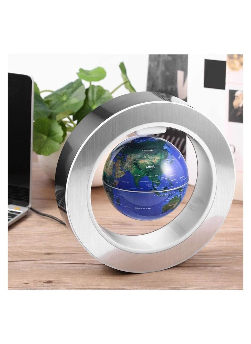 Magnetic Levitation Floating World Map with Constellations LED Light Globe 2 in 1 Anti Gravity Suspending in The Air Decoration Gadget (Blue)