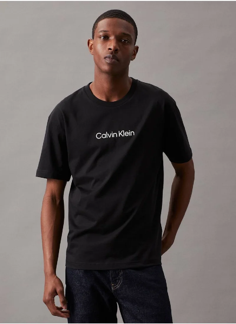 CALVIN KLEIN Men's Logo T-Shirt - Cotton, Black
