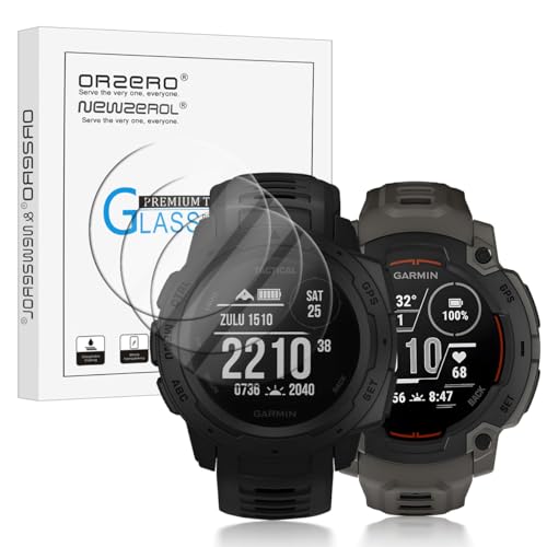 Orzero (3 Pack) Tempered Glass Screen Protector Compatible for Garmin Instinct E 45mm/Garmin Instinct/Instinct Solar Smartwatch Anti-Scratch Bubble-Free (Not for instinct 2/Instinct 2X Solar) - Image 1