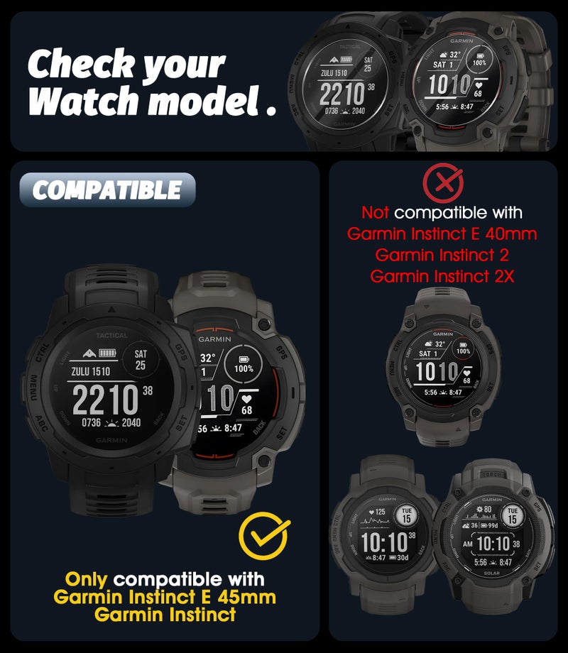 Orzero (3 Pack) Tempered Glass Screen Protector Compatible for Garmin Instinct E 45mm/Garmin Instinct/Instinct Solar Smartwatch Anti-Scratch Bubble-Free (Not for instinct 2/Instinct 2X Solar) - Image 2