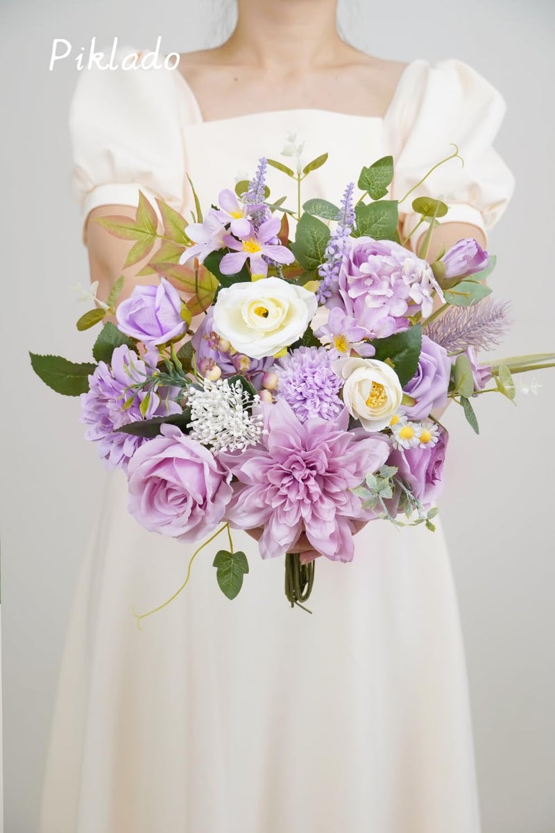Piklado Artificial Flower Combination Box Set Artificial Flower Loose Leaves and Stems DIY Wedding Center Bouquet Bride Wedding Baby Shower(Lavender Lilac) - Image 5
