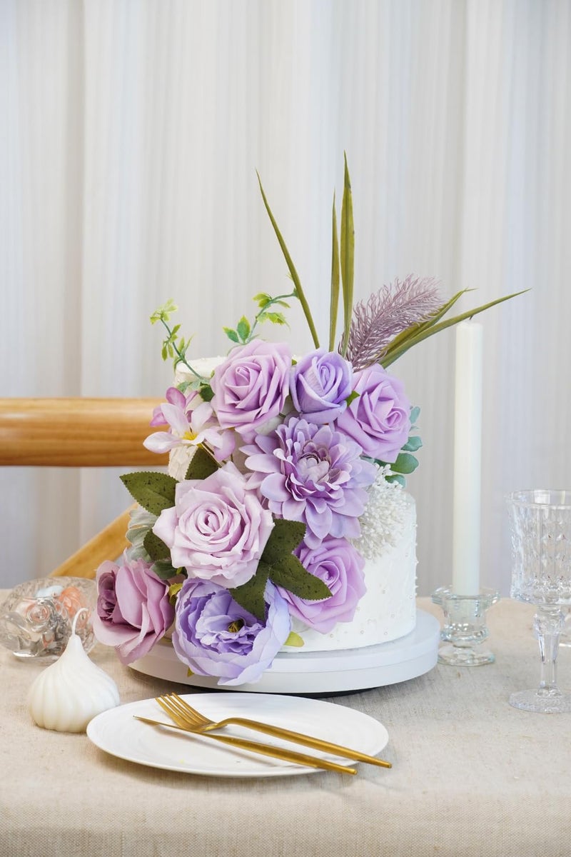 Piklado Artificial Flower Combination Box Set Artificial Flower Loose Leaves and Stems DIY Wedding Center Bouquet Bride Wedding Baby Shower(Lavender Lilac) - Image 3