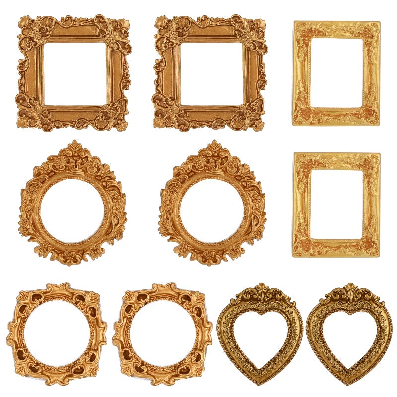 Ajcotahm 10 PCS Vintage Mini Picture Frames, Tiny Antique Frames for DIY Jewelry Display Holiday Party Christmas Photography Wall Decor - Image 1