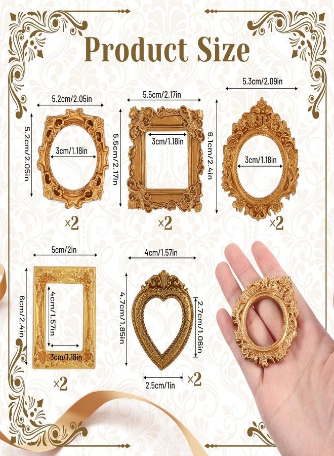 Ajcotahm 10 PCS Vintage Mini Picture Frames, Tiny Antique Frames for DIY Jewelry Display Holiday Party Christmas Photography Wall Decor - Image 2