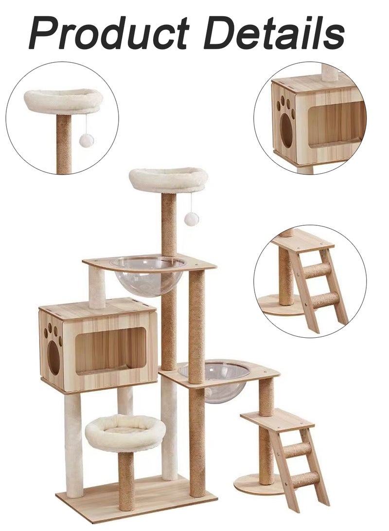 Kidle Wooden Pet Cat Climbing Frame Cat Tree Toy With Cat House Cat Jumping Platform Claw Scratching Post 40*100*141cm - Image 3