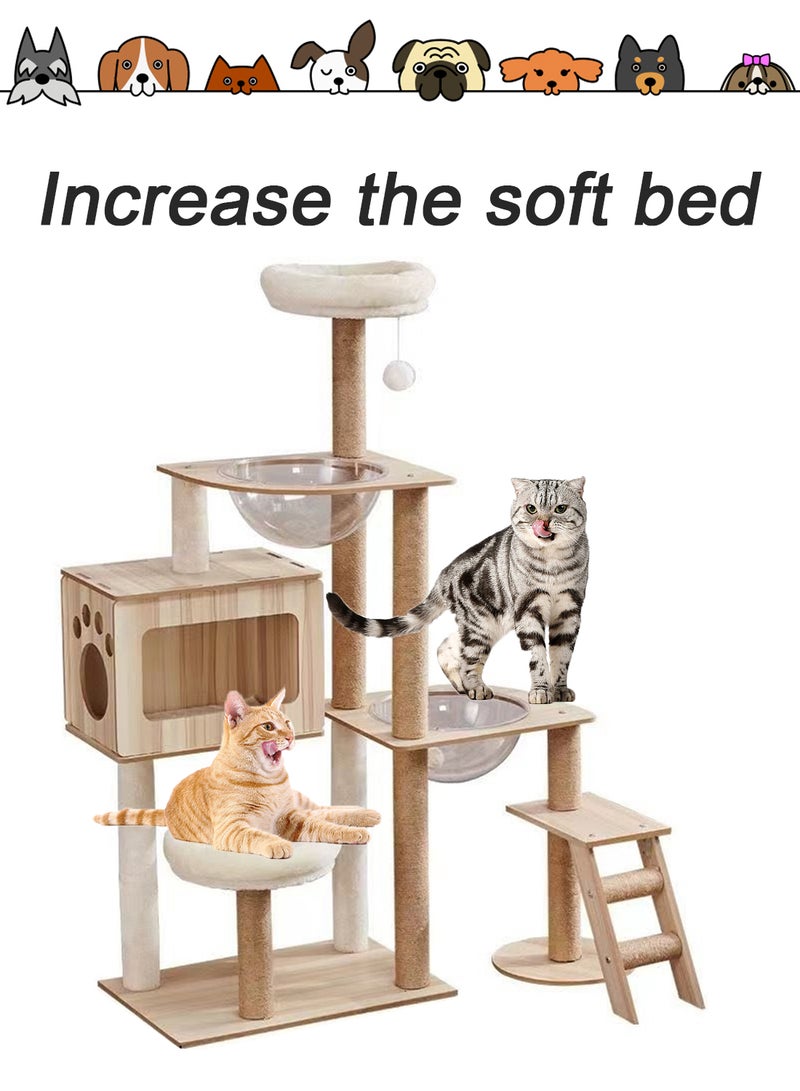 Kidle Wooden Pet Cat Climbing Frame Cat Tree Toy With Cat House Cat Jumping Platform Claw Scratching Post 40*100*141cm - Image 4