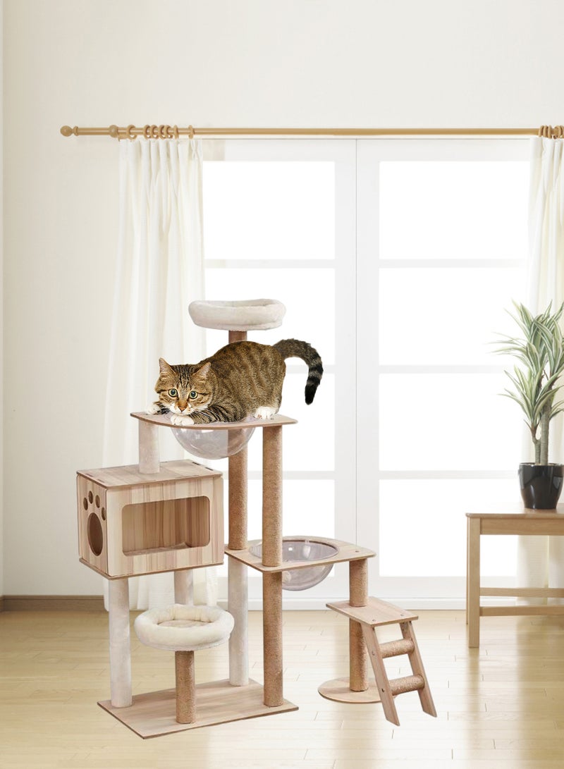 Kidle Wooden Pet Cat Climbing Frame Cat Tree Toy With Cat House Cat Jumping Platform Claw Scratching Post 40*100*141cm - Image 5