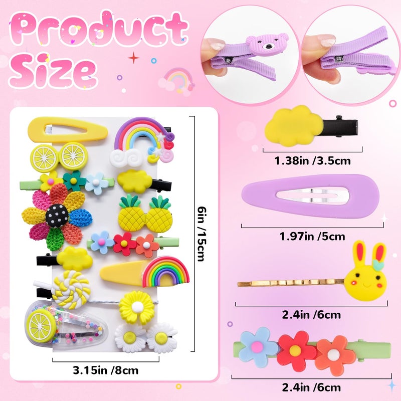 GA&EN 56 PCS Cute Hair Clips for Girls|Toddler Hair Accessories Candy Hair Clips Colorful Barrettes, Rainbow Flower Fruit Cute Hair Clip for Toddler Girls Kids Baby, Kawaii Barrettes Little Hair Accessories - Image 2