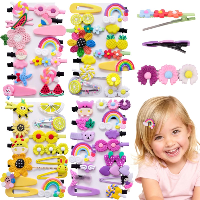 GA&EN 56 PCS Cute Hair Clips for Girls|Toddler Hair Accessories Candy Hair Clips Colorful Barrettes, Rainbow Flower Fruit Cute Hair Clip for Toddler Girls Kids Baby, Kawaii Barrettes Little Hair Accessories - Image 1