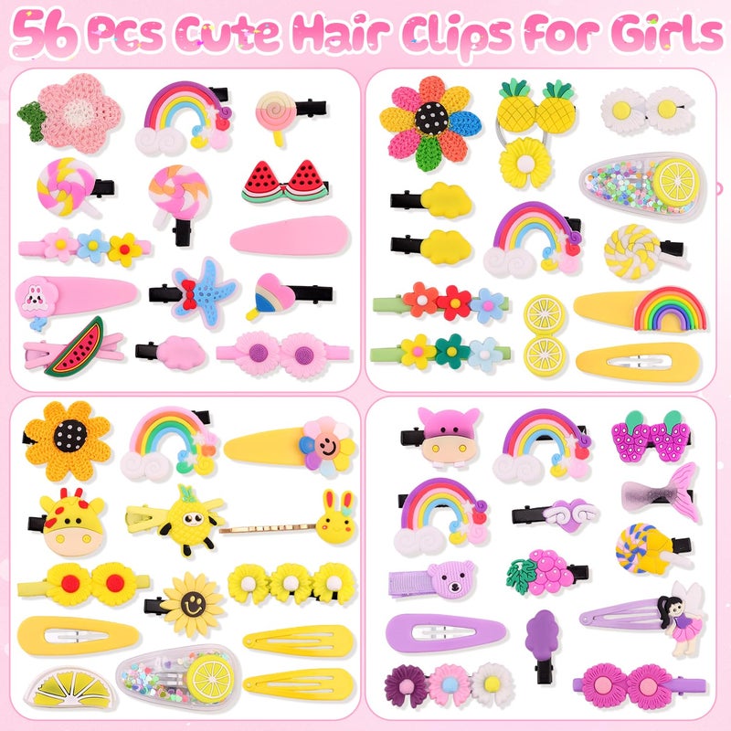 GA&EN 56 PCS Cute Hair Clips for Girls|Toddler Hair Accessories Candy Hair Clips Colorful Barrettes, Rainbow Flower Fruit Cute Hair Clip for Toddler Girls Kids Baby, Kawaii Barrettes Little Hair Accessories - Image 4