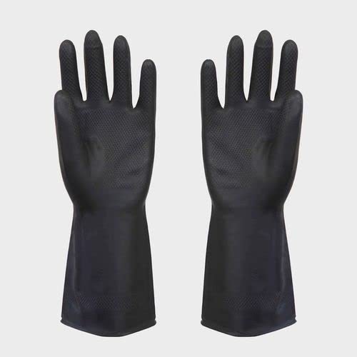 Ekon Combo of 5 Latex Non Slip Multipurpose Heavy Duty Reusable Safety Rubber Hand Gloves For Chemical Resistance Protective Lab Gardening Industrial Building Construction Agriculture Work Men Black - Image 4
