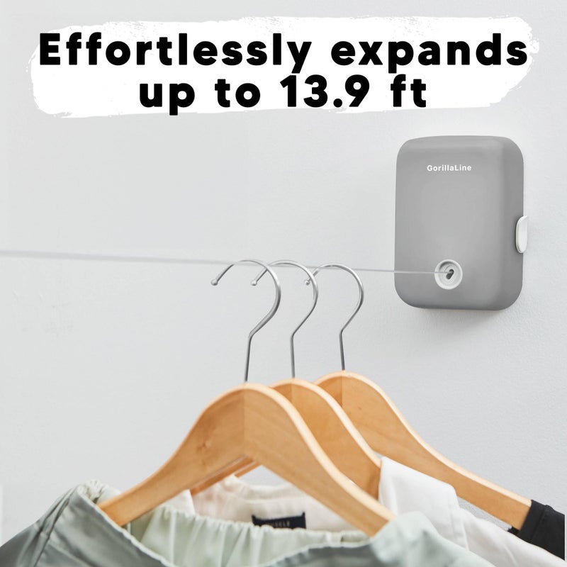 GorillaLine - Retractable Clothesline Indoor Outdoor Clothes Line - Heavy Duty Clothes Drying Laundry Line - Wall Mounted Drying Rack - Air Dry Clothing - Image 3