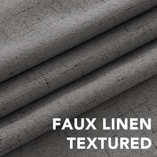 H.VERSAILTEX Linen Blackout Curtains 84 Inches Long 100% Absolutely Blackout Thermal Insulated Textured Linen Look Curtain Draperies Anti-Rust Grommet, Energy Saving with White Liner, 2 Panels, Grey - Image 4