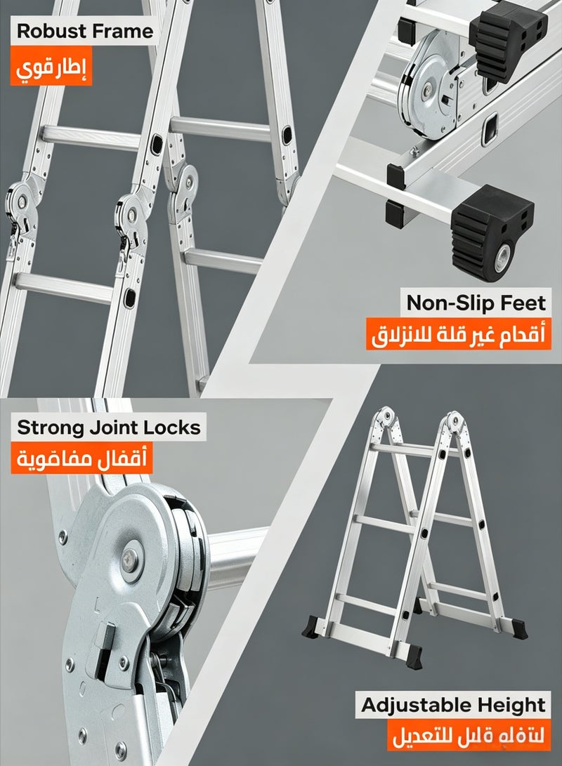 AETHER Multi-Purpose Foldable Ladder - 3.5m - Adjustable and Lightweight Step Ladder with A-Frame, Extension and Scaffold Configurations, Non-Slip Feet, and Joint Locks - for Indoor and Outdoor Use - Image 4