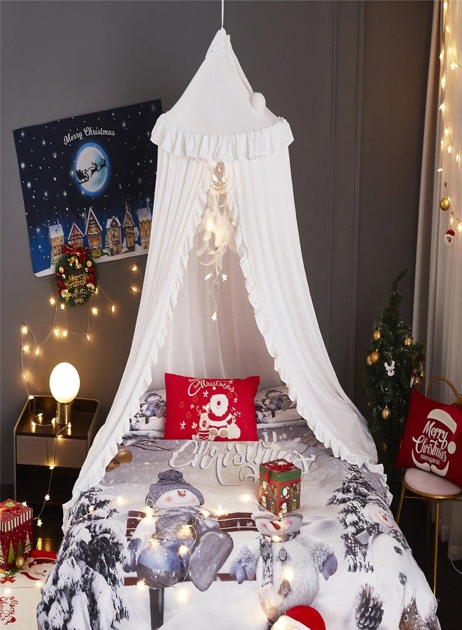 VETHIN Bed Canopy for Girls,Princess Round Dome Dreamy Mosquito Net Bedding Girls Room Castle Play Tent Hanging House Decor Reading Nook Canopies (White) - Image 5