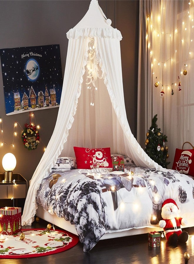 VETHIN Bed Canopy for Girls,Princess Round Dome Dreamy Mosquito Net Bedding Girls Room Castle Play Tent Hanging House Decor Reading Nook Canopies (White) - Image 3